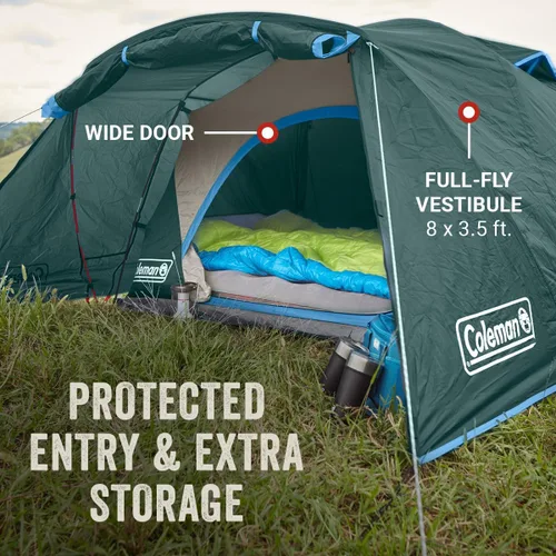 Vista 3 de Coleman Tienda de campaña Skydome con vestíbulo de clima completo, resistente a la intemperie para 4/6 personas, se instala en 5 minutos y protege