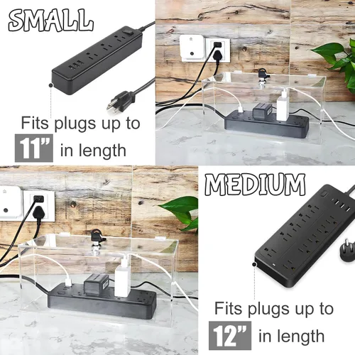 Vista 4 de Caja organizadora de cables de 2 piezas con cerradura, acrílico, caja organizadora de cables y cubierta de regleta de alimentación, organizador