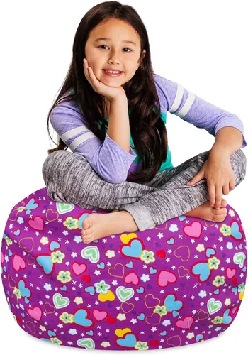 Vista 70 de Posh Creations Funda de puf para niños con almacenamiento para animales de peluche - Organizador de juguetes para niños, Mediano 68.58 cm - Lona