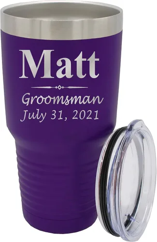 Vista 36 de Vaso de padrinos de boda grabado personalizado, taza de acero inoxidable aislada personalizada para padrino de boda, despedida de soltero, boda