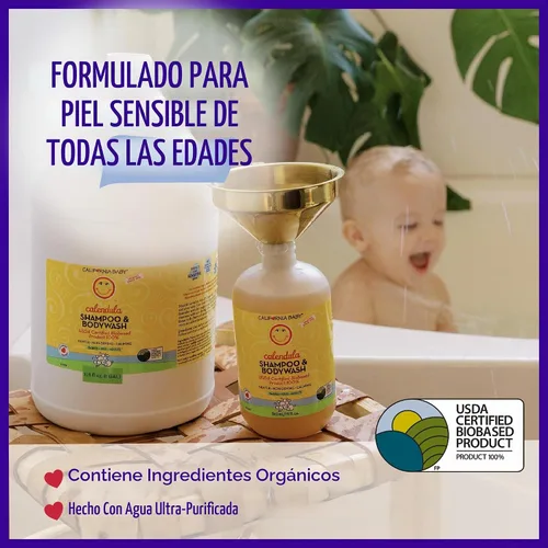 Vista 4 de Champú y gel corporal de caléndula California Baby, 8.5 onzas