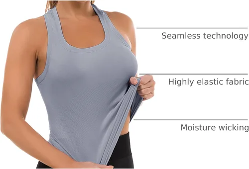 Vista 92 de MathCat Camisetas de entrenamiento para mujer, sin costuras, básicas, sin mangas, con espalda cruzada, atlética, yoga, correr, uso diario