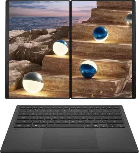 Vista 14 de ASUS Zenbook Duo Laptop (2026), pantalla táctil OLED 3K 144Hz dual de 14 pulgadas, procesador Intel Core Ultra 9 386H, gráficos Intel, 32 GB de RAM