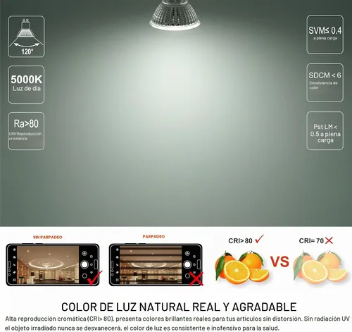 Vista 3 de EACLL MR16 GU10 LED Bulb Dimmable, 5000K Daylight, 7W Equivalent 75W, 25,000 Hours Lifetime, Energy Efficient Light, 750 Lumens 120 Degree Flood