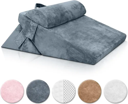 Vista 9 de Lunix Funda de repuesto para LX8 Juego de almohada de cuña de 2 capas, espuma no incluida, color azul