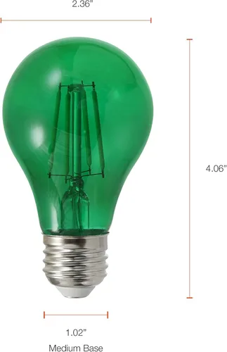 Vista 7 de LEDVANCE Sylvania Bombilla LED de Filamento de Vidrio Verde A19, Eficiente 4.5W, Equivalente a 40W, Regulable, Base Media E26 - Paquete de 1 (40303)