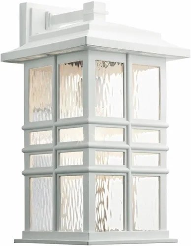 Vista 13 de Kichler Beacon 49829BKT - Lámpara de pared cuadrada de 12 pulgadas para exteriores con cristal martillado transparente en negro texturizado