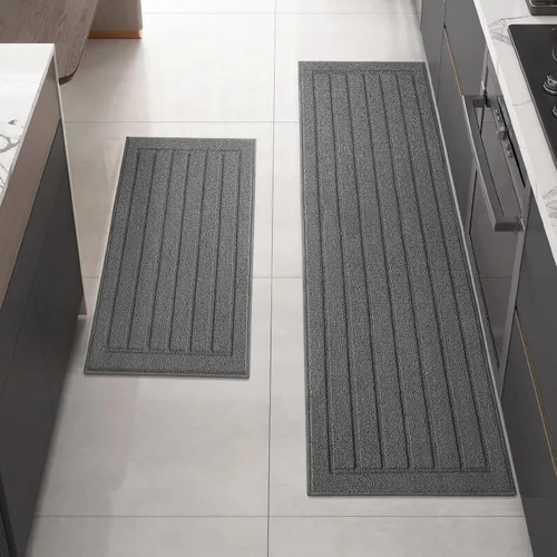 Vista 13 de Color&Geometry 2 alfombras y tapetes de cocina antideslizantes, lavables, absorbentes, fáciles de limpiar, tapetes de cocina para frente