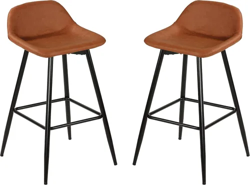 Vista 12 de Cortesi Home Taburetes de lluvia en piel sintética negro carbón, base negra (juego de 2)