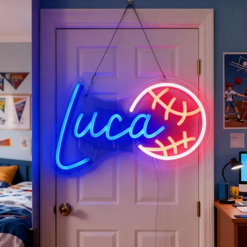 Vista 4 de Letrero de neón personalizado con nombre, con luz de neón para decoración de pared, letreros deportivos personalizables con luz LED para decoración
