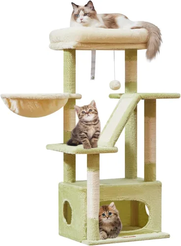 Vista 21 de Taoqimiao - Árbol para gatos, torre de 38.5 pulgadas para gatos de interior, adecuada para gatitos con lujoso condominio para gatos con cestas