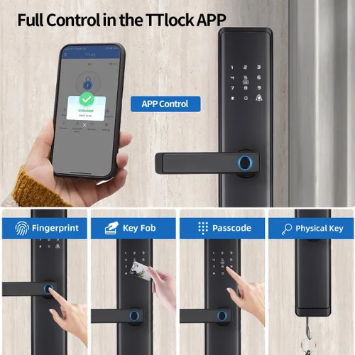Vista 3 de Sophies Cerradura de puerta de entrada sin llave, cerradura de puerta inteligente Bluetooth funciona con código de control de aplicación y soporte