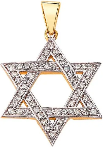 Vista 2 de Colgante de oro de 14 quilates con diamantes de Judaica
