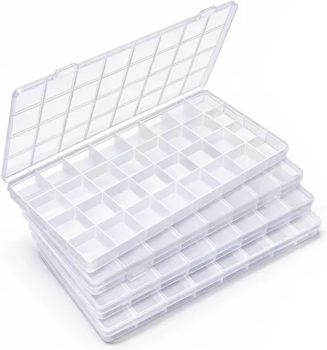 Vista 22 de IOOLEEM Caja organizadora de cuentas de plástico de 15 rejillas, caja de almacenamiento de contenedores, divisores para artes y manualidades