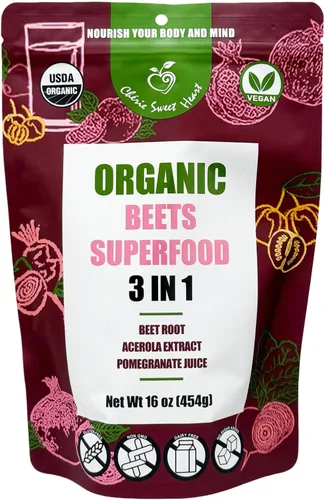 Vista 7 de Cherie Sweet Heart USDA Superalimento en polvo orgánico de remolacha, óxido nítrico 3 en 1, apoya la presión arterial saludable y la circulación