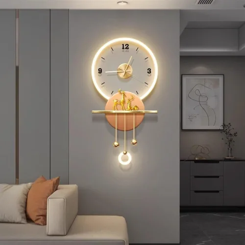 Vista 9 de Reloj de pared tallado en pared, decoración de pared LED, reloj de pared grande para decoración de sala de estar, adecuado para dormitorio, sala