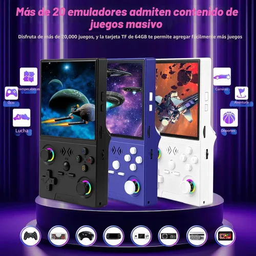 Vista 2 de XF40V - Consola de juegos de mano retro, consola de juegos retro con pantalla IPS de 4.0 pulgadas, sistema Linux integrado de 64G, sistema Linux