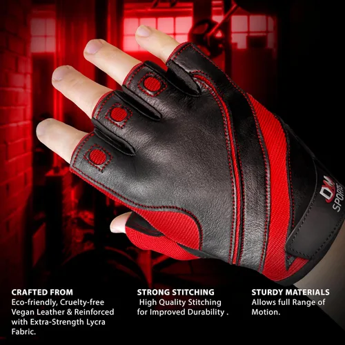 Vista 2 de DXM SPORTS Guantes de entrenamiento para hombres, guantes de levantamiento de pesas de gimnasio con soporte para muñeca, transpirables, guantes