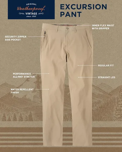 Vista 2 de Weatherproof Vintage Pantalones de excursión de ajuste regular para hombre, ultra elásticos, informales, con parte delantera plana