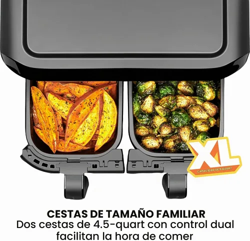 Vista 7 de CHEFMAN Freidora de aire multifuncional 10L+Freidora de aire dual 4.5QT Asador Deshidratador Horno de convección