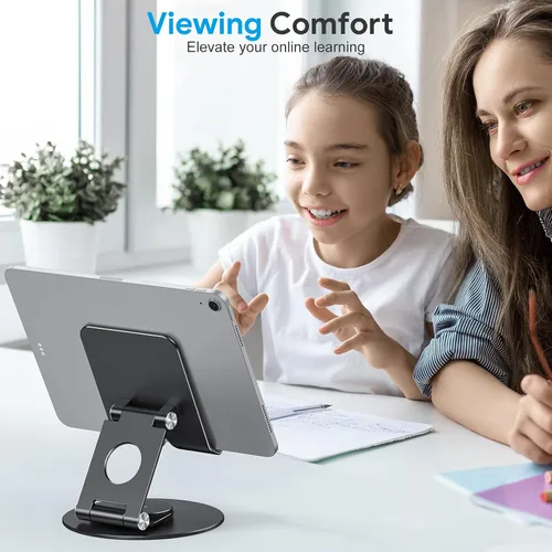 Vista 4 de OMOTON Soporte giratorio para tablet iPad con base giratoria 360°, soporte plegable ajustable para dibujo, compatible con iPad Pro/Air/Mini y más