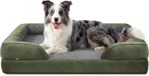 Vista 12 de L Plus - Cama ortopédica para perros grandes, sofá lavable para perros con espuma para huevos, forro impermeable y parte inferior antideslizante