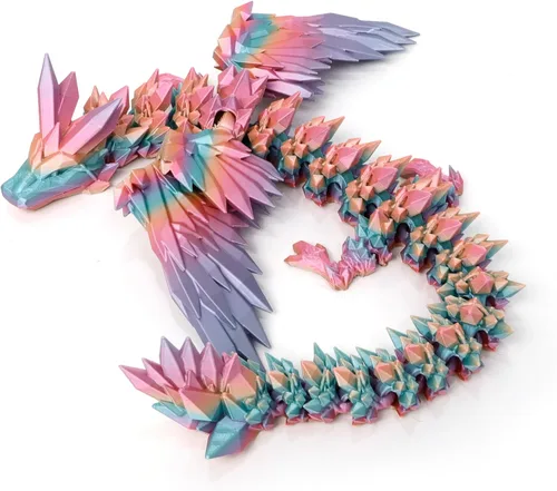 Vista 2 de Dragón Impreso en 3D - Dragón Volador de 18 Pulgadas con Alas, Juguete Fidget de Cristal Articulado XL con Alas, Decoración del Hogar, Regalo
