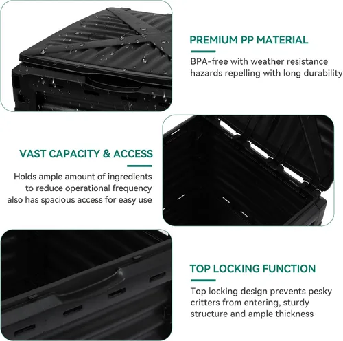 Vista 5 de YITAHOME Contenedor de compostaje grande para exteriores, caja de compostaje de 80 galones (300 L) con tapa superior a presión y sistema
