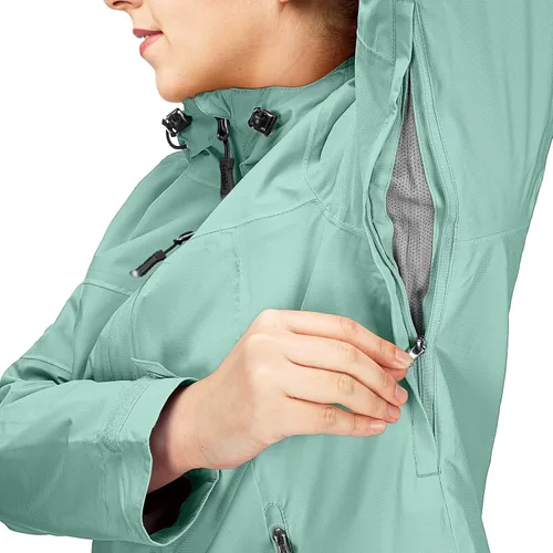 Vista 4 de 33,000ft Chaqueta impermeable plegable para mujer, ligera, impermeable con capucha, chaqueta de ciclismo, rompevientos