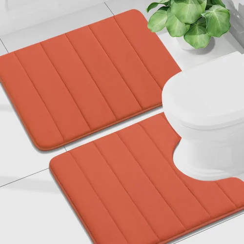 Vista 63 de Buganda Juego de 2 alfombras y tapetes de baño de espuma viscoelástica, lavables a máquina, suaves, antideslizantes, absorbentes, para baño, ducha