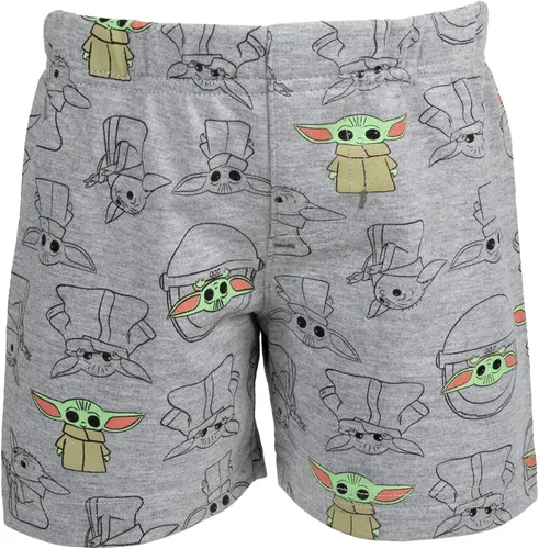 Vista 5 de STAR WARS The Mandalorian The Child - Conjunto de camiseta y pantalones cortos de rizo francés para niños grandes