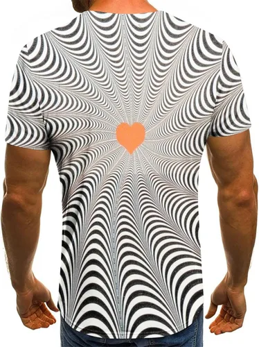 Vista 4 de Muscularfit Camisetas para hombre 2023, ligeras, cuello redondo, manga corta, camisa de verano, casual, holgada, de manga corta, con estampado 3D