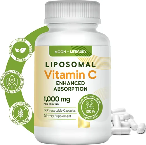 Vista 2 de Suplemento de vitamina C liposomal Moon + Mercury, 1000 mg, 60 cápsulas Fórmula de vitamina C a base de lípidos con 1000 mg por porción; 60