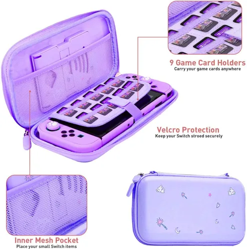 Vista 2 de Accessories Bundle for Nintendo Switch OLED - YOOWA girly Accessory Kit NS Oled Set with Carrying Case Protective Cover Screen Protector Game Card