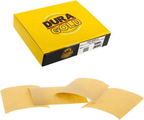 Vista 13 de Dura-Gold - Arenilla dorada 320 de alta calidad - Hojas de papel de lija de velcro 5.5 x 4.5 pulg - Para lijadoras de madera y automóviles - 25