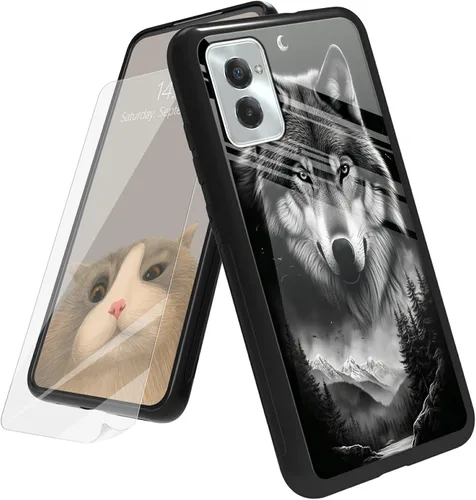 Vista 154 de Funda para Motorola Moto G Play 4G 2024 con protector de pantalla, parte trasera de vidrio templado + funda de silicona suave TPU absorción