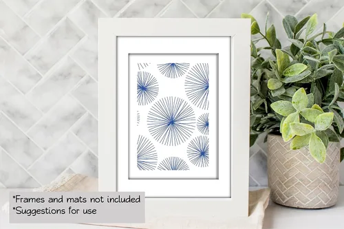 Vista 5 de Mid Century Modern Wall Art Prints - Botanical Abstract Pattern Wall Decor - Collage Set of 9 – 5x7 - Unframed (Blue)
