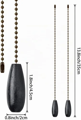 Vista 3 de 8 piezas de cadenas de extensión para ventilador de techo con colgante de madera para lámpara de techo (negro)