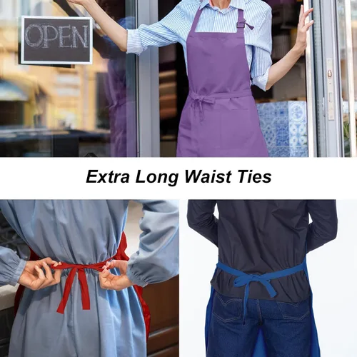 Vista 4 de 15 delantales para adultos a granel con bolsillos, delantal de chef ajustable para mujeres y hombres, pintura, cocina, manualidades (S/L)