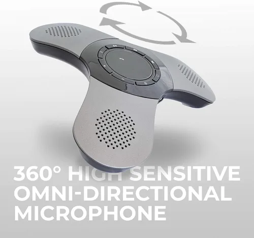 Vista 4 de Skywin Altavoz de conferencia Bluetooth con micrófono, altavoz inalámbrico portátil para escritorio de oficina, computadora y portátil, micrófono
