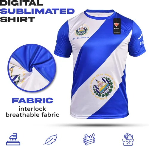 Vista 5 de Fury El Salvador Camiseta de Fútbol - El Salvador Camiseta de fútbol de El Salvador Jersey Hombres/Hombres/Mujeres/Unisex