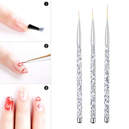 Vista 4 de Tbestmax Cepillo profesional para arte de uñas, pintura en gel UV, pinceles de uñas acrílicas, pinceles de rayas para trazos cortos, detalles