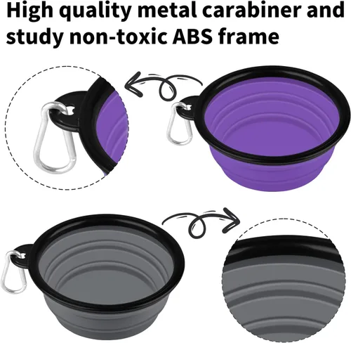 Vista 66 de COOYOO Cuenco plegable para perros, paquete de 2 cuencos plegables para agua para perros y gatos, plato portátil para alimentación de mascotas