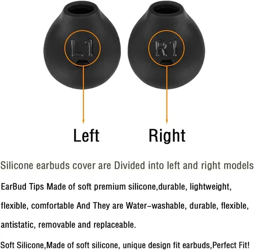 Vista 5 de 10 pares de fundas para auriculares de silicona de repuesto compatibles con Samsung Galaxy Note 5/Note 7/s7/s6/s6 Edge/Level U Bluetooth Negro