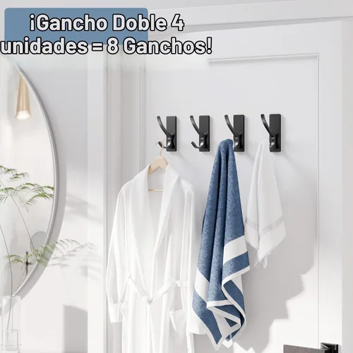 Vista 3 de Ganchos autoadhesivos para toallas: extra fuertes de 13 libras, gancho inoxidable para colgar lufa, toallas, abrigo, bata de baño, ducha, negro