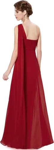 Vista 4 de Ever-Pretty, 09816-USA - Vestido largo de dama de honor o fiesta con un solo hombro y busto fruncido para mujer