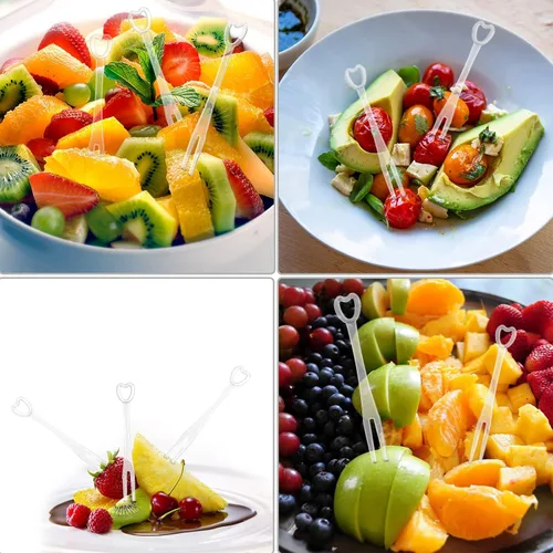 Vista 3 de 300 tenedores desechables de plástico para frutas, mini tenedores para pasteles, aperitivos, tenedores de cóctel, picas de postres pequeños
