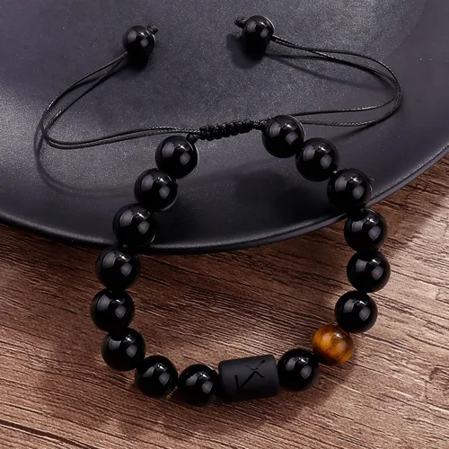 Vista 37 de SUMMER LOVE Father's Day Gifts Zodiac Bracelet for Men Women 10mm Natural Black Onyx Stone Star Sign Constellation Beaded Protection Bracelet