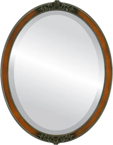 Vista 30 de Espejo de pared biselado ovalado para decoración del hogar, estilo Athena, negro plateado, dimensiones exteriores de 14 x 18 pulgadas