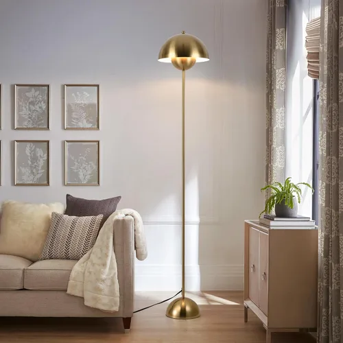 Vista 4 de COSYLUX Lámpara de pie moderna para sala de estar, lámpara de pie alta industrial para dormitorio, pantalla de metal que refleja la luz, lámpara
